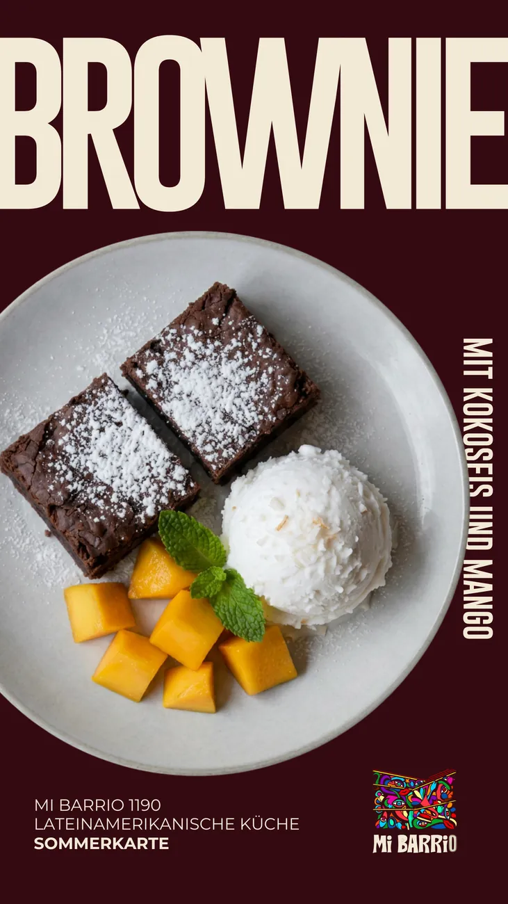 Story design for the summer menu: brownie